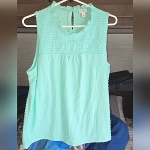 Mint Green New J Crew Sleeveless Blouse with Pintuck Detail Size XL NWT